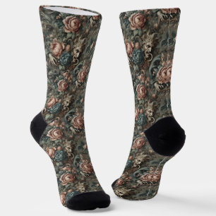 Blood Shadows Ritual – Gothic Victorian Tapestry Socks