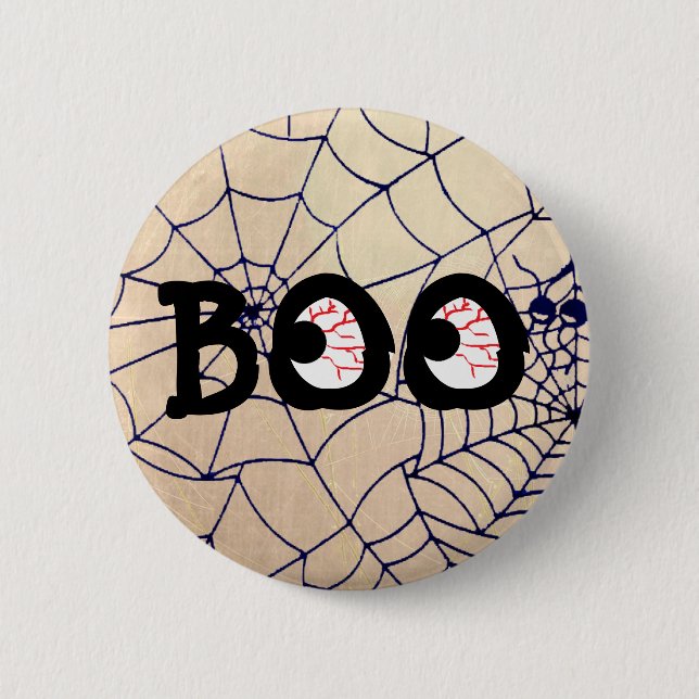 Blood Shot Boo Eyeballs Halloween Button (Front)