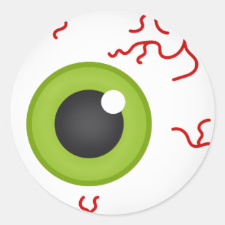 Blood shot Green Eyeball Offset Halloween Sticker