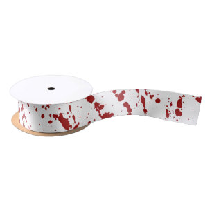 Blood Spatter, Eerie Bloody Soaked Halloween Satin Ribbon
