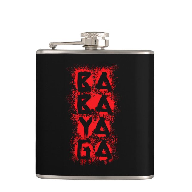 Blood Splatter Baba Yaga Hip Flask (Front)