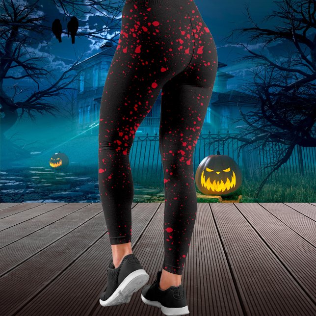 Blood Splatter Black & Red Halloween Leggings (Blood Splatter Black & Red Halloween Leggings)