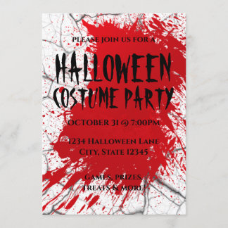 Blood Splatter & Cracked Marble Halloween Invite