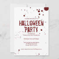 Blood Splatter Creepy Halloween Party Invitation