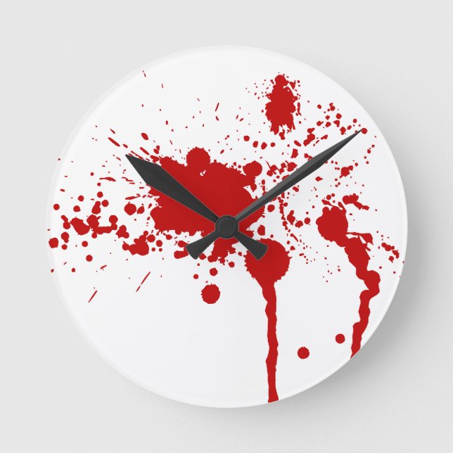 Blood Splatter Gunshot Wound Bleeding Bloody Round Clock (Front)