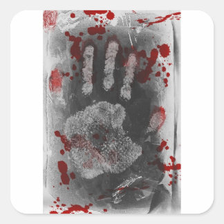 Blood Splatter Handprint Square Sticker