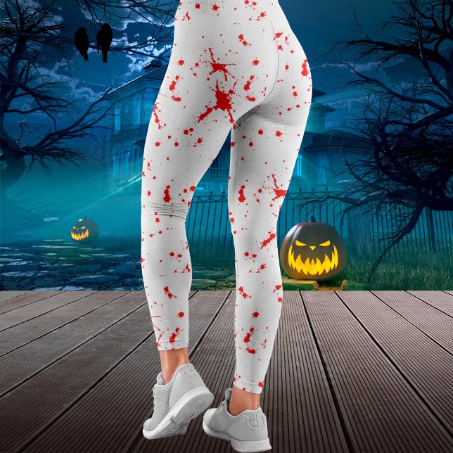 Blood Splatter Red & White Halloween Leggings (Blood Splatter Red & White Halloween Leggings)