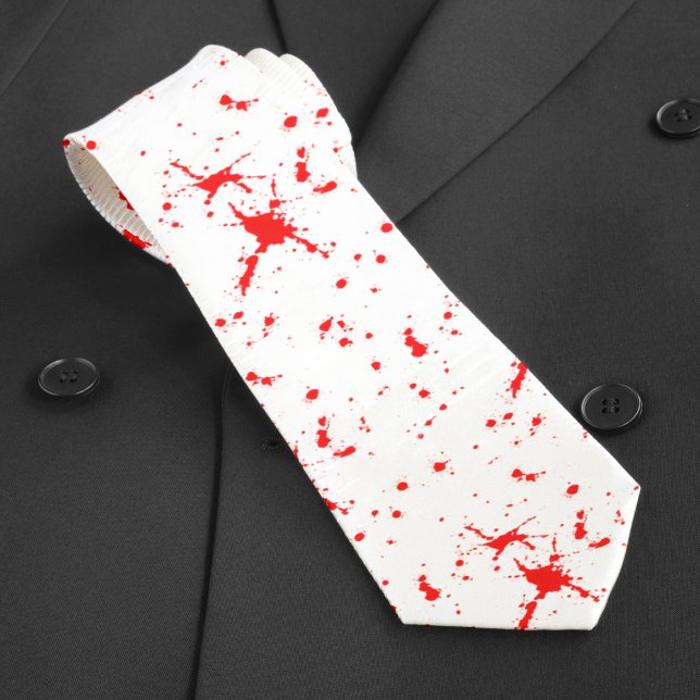 Blood Splatter Red & White Halloween Tie (Blood Splatter Red & White Halloween Neck Tie)