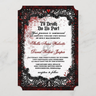 Blood Splattered Halloween Wedding RECEPTION INFO Invitation