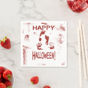 Blood Splattered Hands & Feet Happy Halloween Napkin