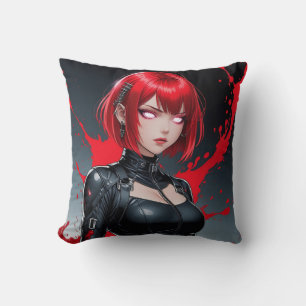Blood Spray Demon Anime Girl Cushion