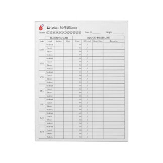 Blood Sugar & Blood Pressure Tracker MONDAY Start Notepad
