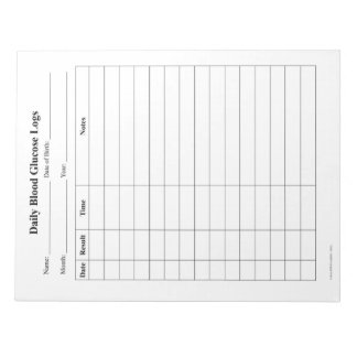 Blood Sugar Log Tear-offs Notepad