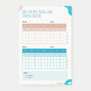 Blood Sugar Weekly Tracker  Post-it Notes