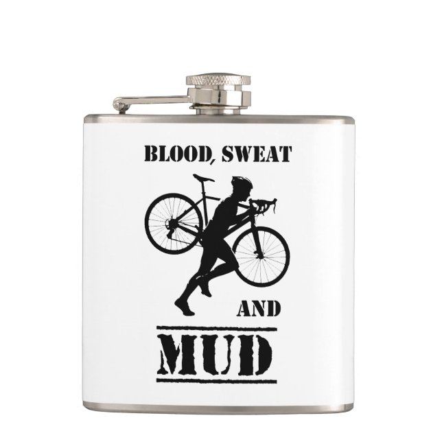 Blood Sweat And Mud Cyclocross Hip Flask (Front)