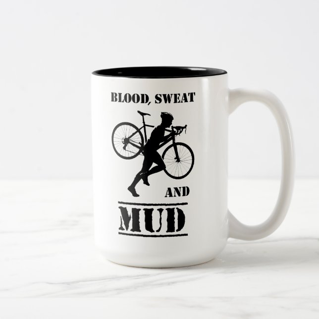 Blood Sweat And Mud Cyclocross Two-Tone Coffee Mug (Right)