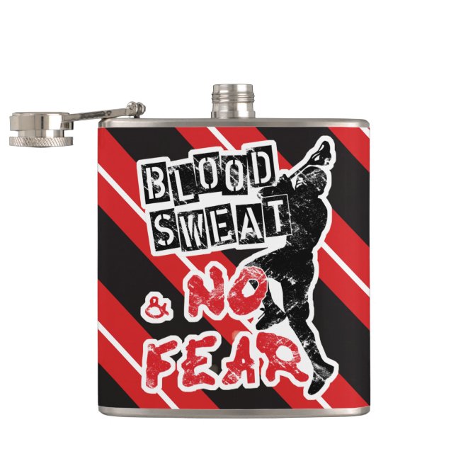 Blood, Sweat and No Fear, Lacrosse Hip Flask (Opened)