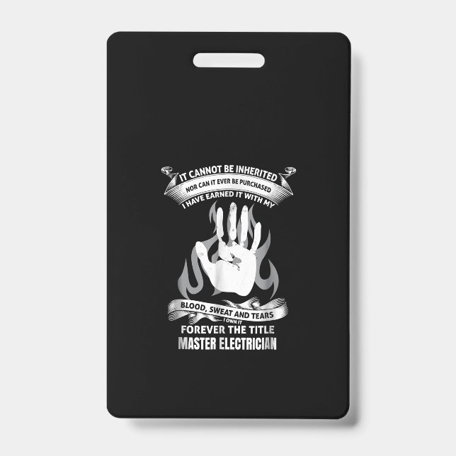 Blood Sweat And Tears Master Electrician ID Badge (Front)