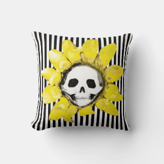 Blood Tea and Red String Skull Sunflower Pillow