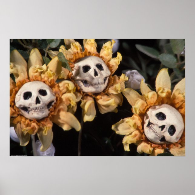 Blood Tea and Red String Skull Sunflower Poster (Front)