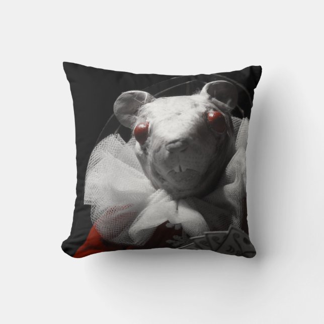 Blood Tea and Red String White Mouse Pillow (Front)