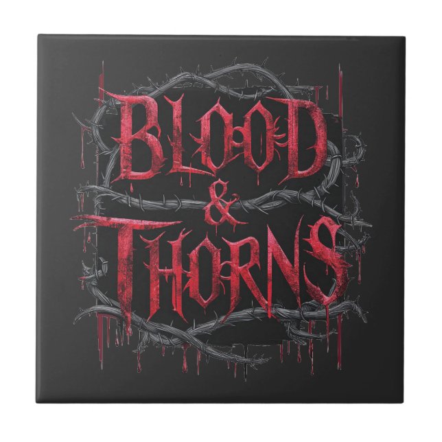 Blood & Thorns Gothic Design – Dark and Edgy  Ceramic Tile (Front)