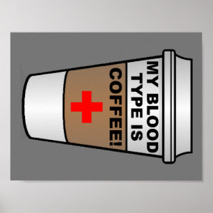 Blood Type Coffee Funny Poster