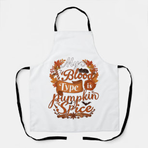 Blood Type Is Pumpkin Spice Halloween Black Cat Apron