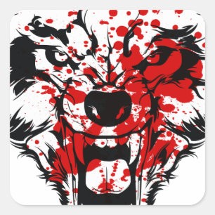 Blood Wolf Square Sticker