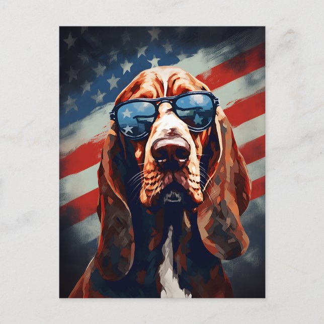 Bloodhound 4th of July Independence day Postcard (Front)