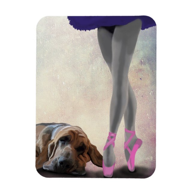 Bloodhound And Ballet Dancer Magnet (Vertical)