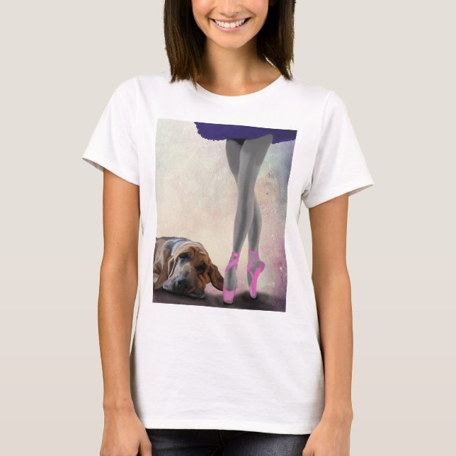 Bloodhound And Ballet Dancer T-Shirt (Front)