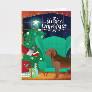 Bloodhound and Santa's Gift Holiday Card