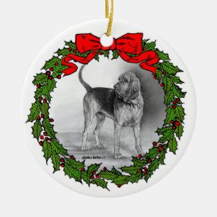 Bloodhound Art by Glenda S. Harlan Ceramic Ornament