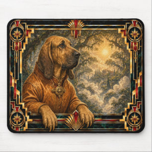 Bloodhound, Art Deco Dog Mouse Pad