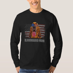 Bloodhound Best Dog Mum Ever Retro Usa American Fl T-Shirt
