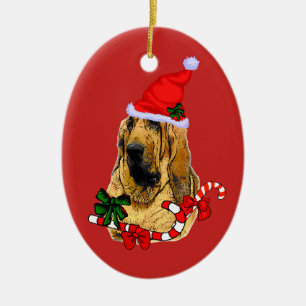 Bloodhound Christmas Ceramic Ornament