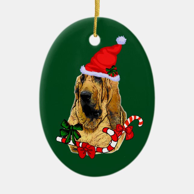 Bloodhound Christmas Ceramic Tree Decoration (Front)