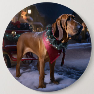 Bloodhound Christmas Festive Season 6 Cm Round Badge