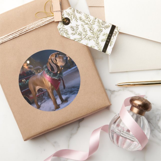 Bloodhound Christmas Festive Season Classic Round Sticker (Gifting)