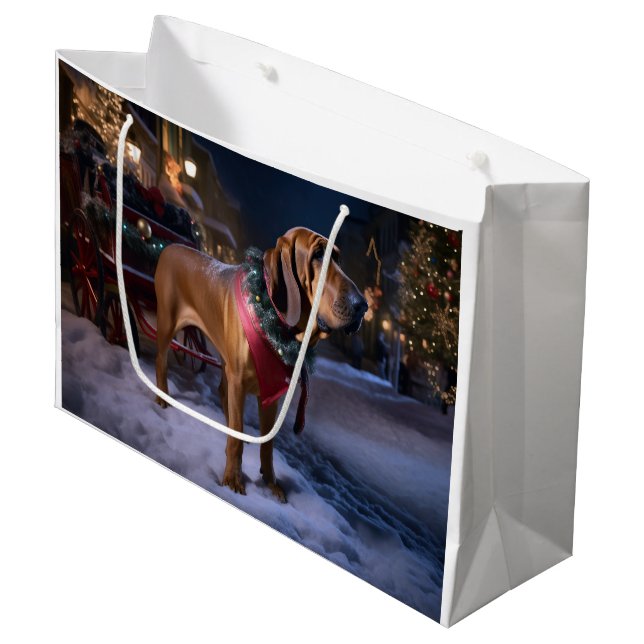 Bloodhound Christmas Festive Season Large Gift Bag (Front Angled)