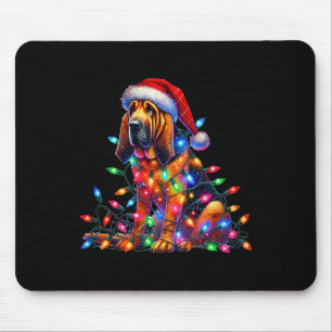 Bloodhound Christmas Lights Santa Hat Dog Lover  Mouse Pad