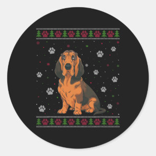 Bloodhound Christmas Sweater Xmas Pet Animal Dog L Classic Round Sticker