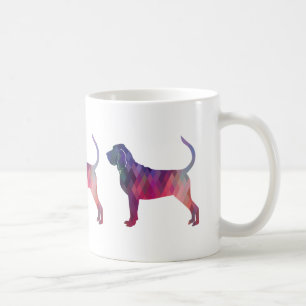 Bloodhound Colourful Geo Pattern Silhouette Pink Coffee Mug