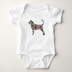 Bloodhound Colourful Geo Pattern Silhouette Plaid Baby Bodysuit