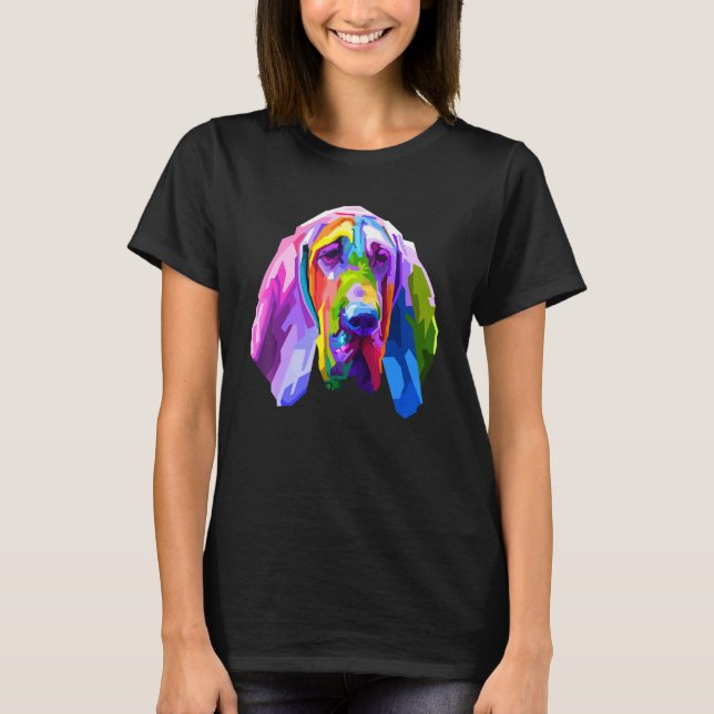 Bloodhound Colourful Pop Art Portrait For Dog Owne T-Shirt (Front)