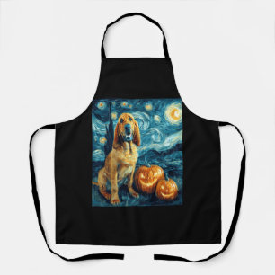 Bloodhound Cute Dog Halloween Jack O Lantern Pumpk Apron