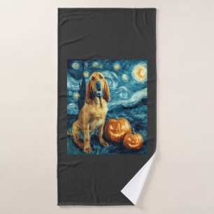 Bloodhound Cute Dog Halloween Jack O Lantern Pumpk Bath Towel