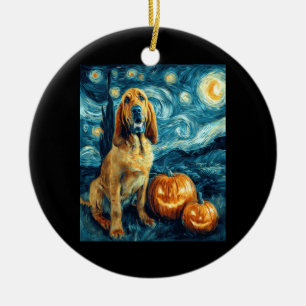 Bloodhound Cute Dog Halloween Jack O Lantern Pumpk Ceramic Ornament