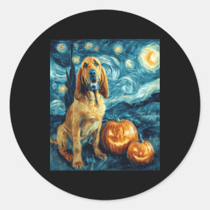 Bloodhound Cute Dog Halloween Jack O Lantern Pumpk Classic Round Sticker